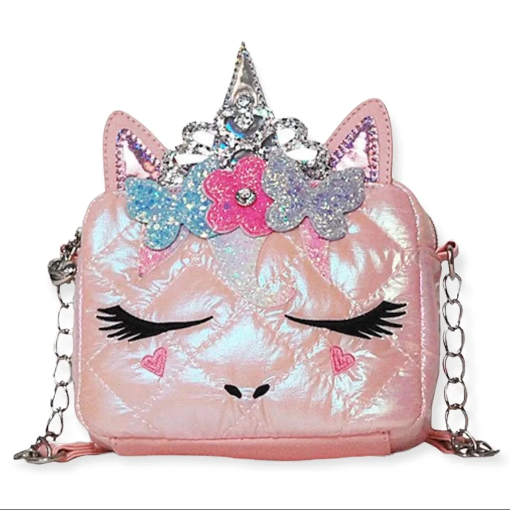Miss Gwen Kids Purse Unicorn Crossbody Bag Pink Flower Crown Butterflies NWT
